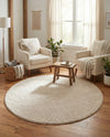 Solid Shag Seaside Collection Area Rug - Azure Cove (Ivory) Round Ivory  lifestyle 38
