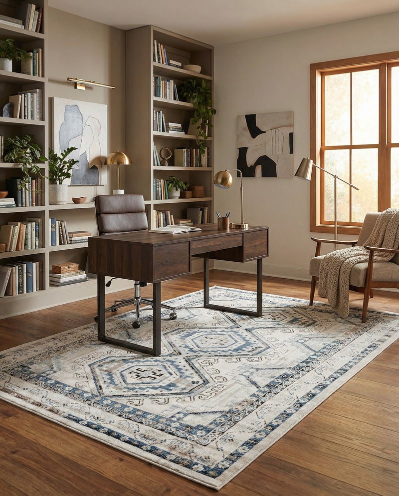 Savannah Elegance Collection Area Rug -  Tybee (Gray Blue) Rectangle Gray Blue  lifestyle 12