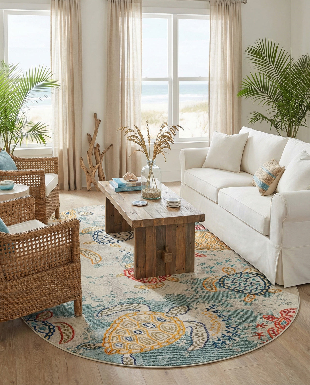 Sorrento Shores Collection Area Rug -  Massa Oval Beige  lifestyle 129