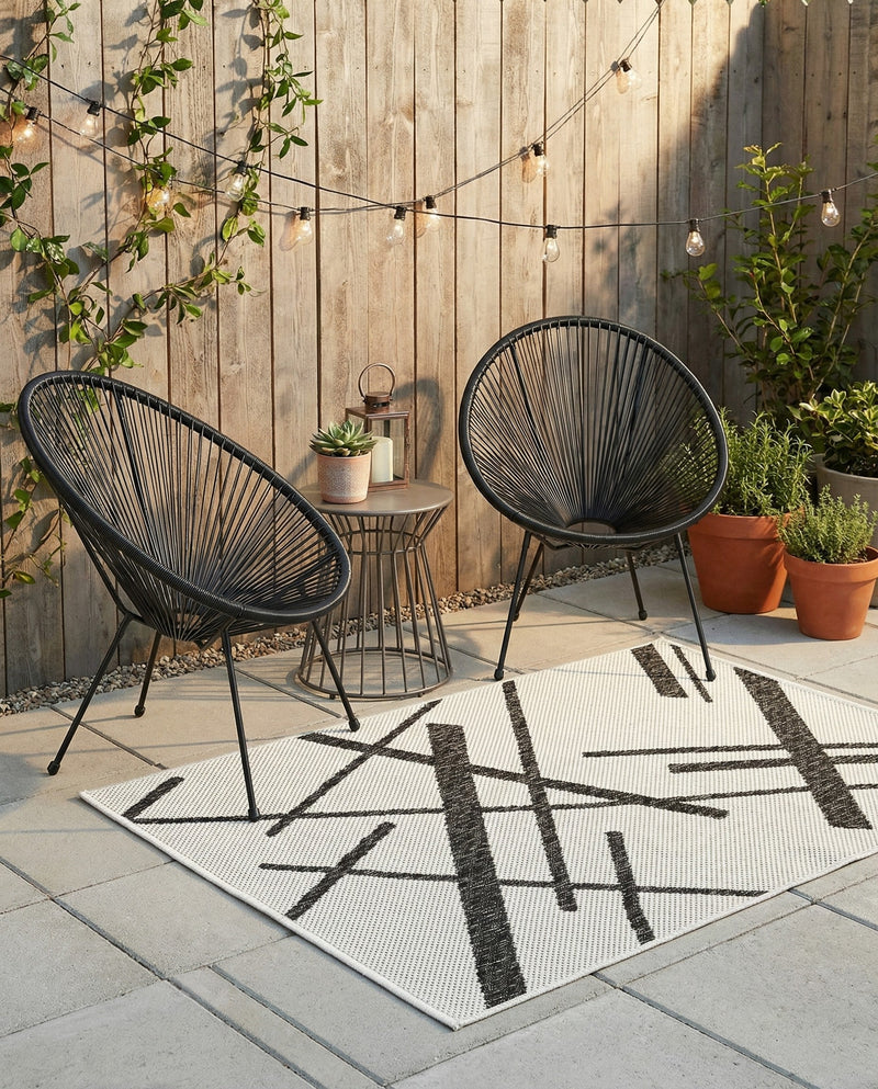 Urban Terrace Collection Area Rug -  Bowery Rectangle Black and White  lifestyle 4