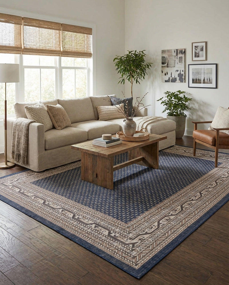 Soho Elegance Collection Area Rug -  Mercer (Blue) Rectangle Blue  lifestyle 14