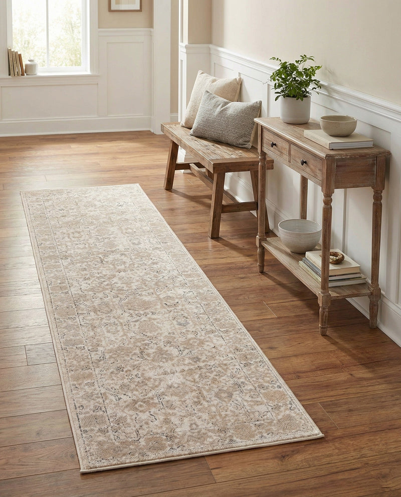 Cascade Range Collection Area Rug -  Shasta (Ivory) Runner Ivory  lifestyle 93