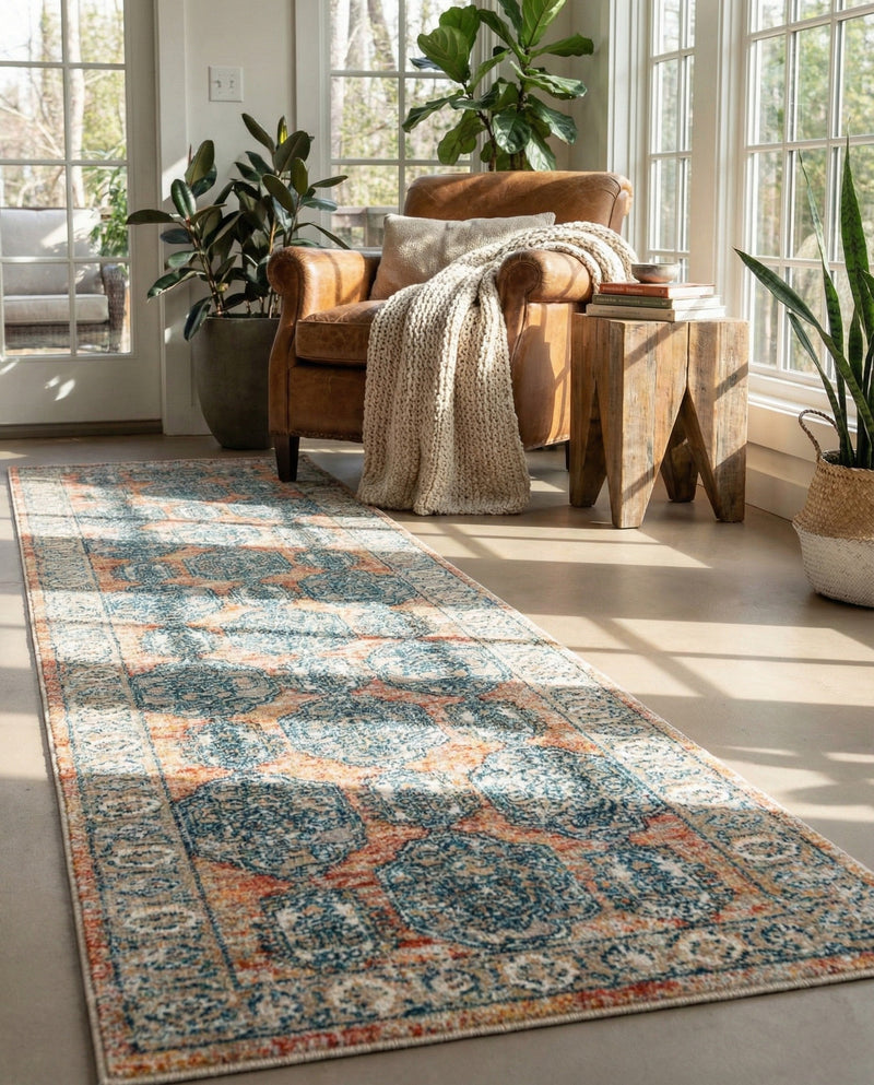 Seville Stripes Collection Area Rug -  Granada (Brick Red) Runner Brick Red  lifestyle 52