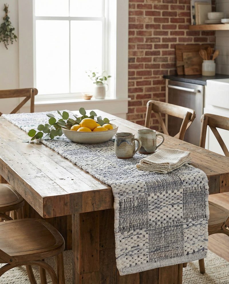 Thar Cotton Collection Area Rug - Serengeti Table Runner Ivory  lifestyle 10