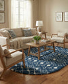 Berber Lattice Shag Collection Area Rug - Atlas (Navy Blue) Oval Navy Blue  lifestyle 31