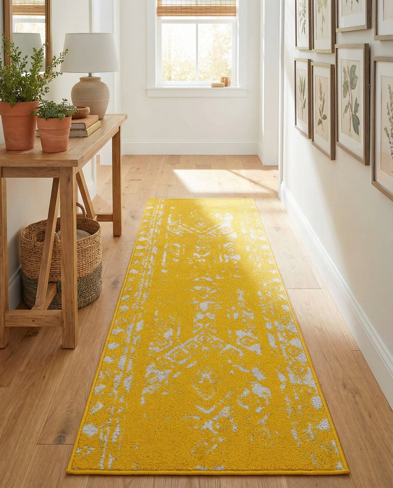 Brighton Stripes Collection Area Rug - Sussex (Yellow) Runner Yellow  lifestyle 59