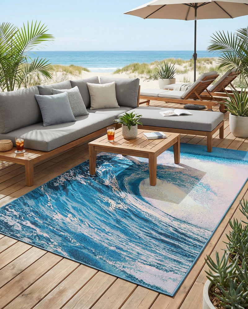 Urban Terrace Collection Area Rug - Veranda Rectangle Blue  lifestyle 17