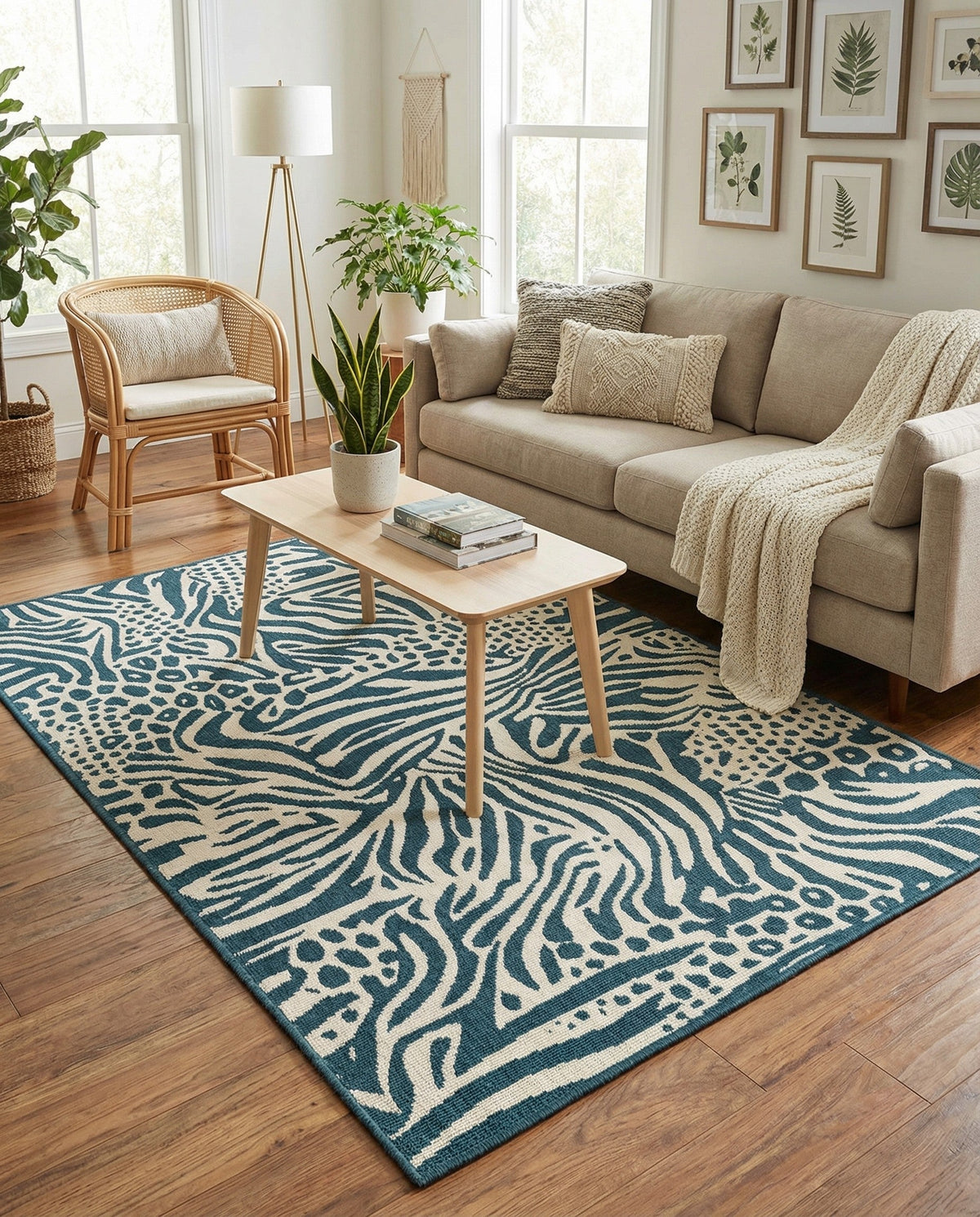 Savannah Escape Collection Area Rug -  Masai Rectangle Navy Blue and Ivory  lifestyle 4