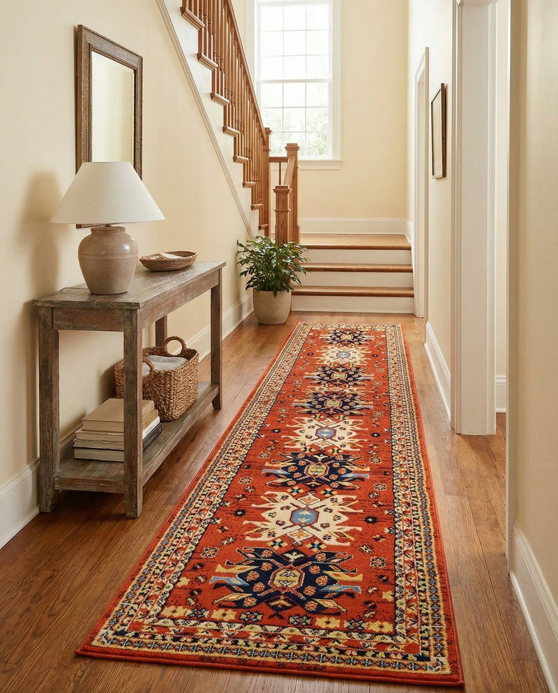 Tabriz Tapestries Collection Area Rug - Azerbaijan (Terracotta) Runner Terracotta  lifestyle 35