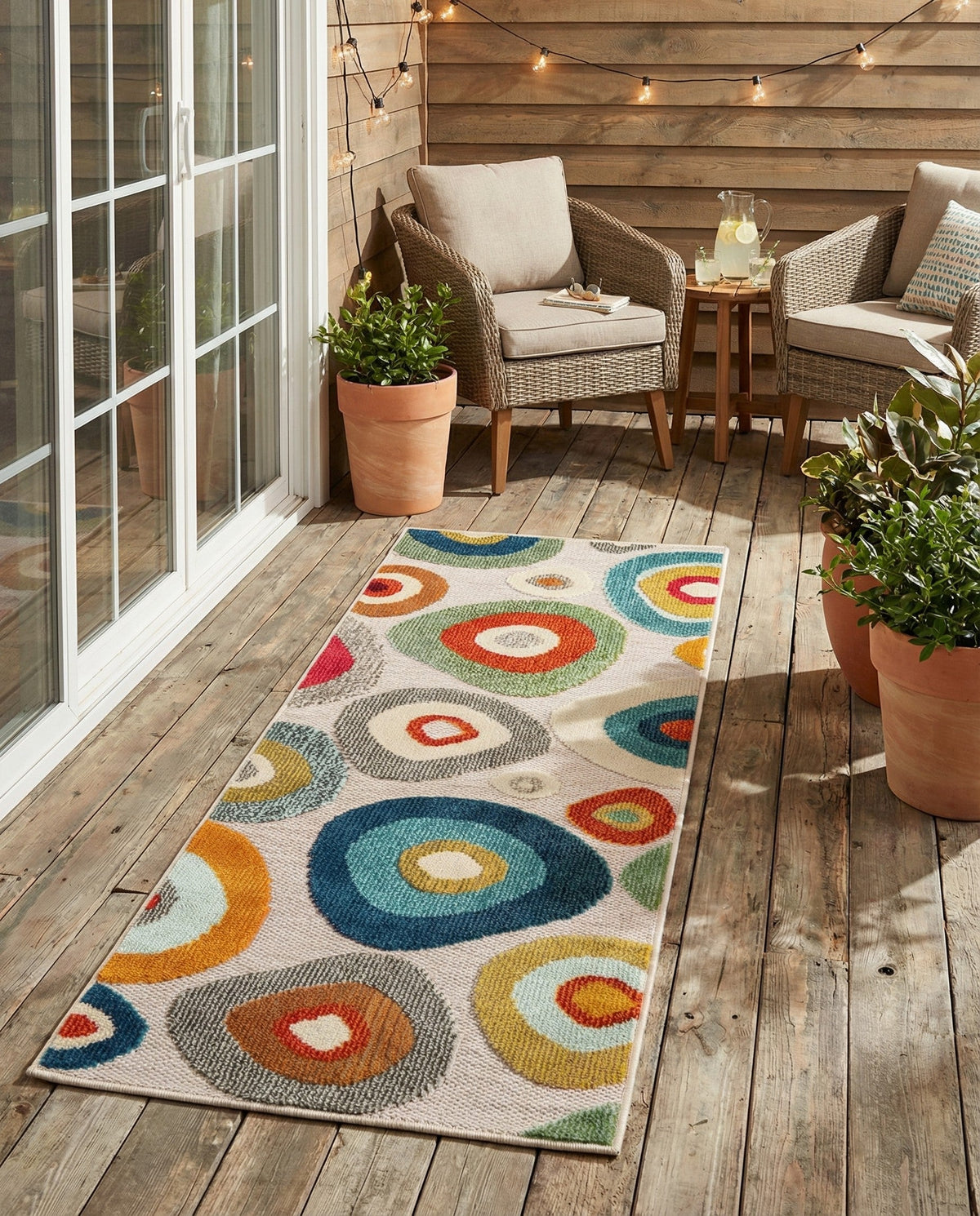 Outdoor Marrakesh Collection Area Rug -  Chefchaouen Runner Multi Beige  lifestyle 114