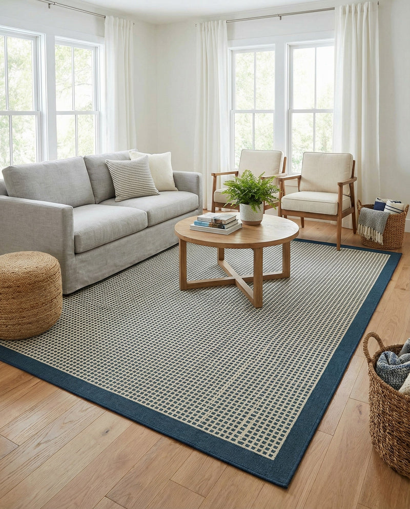 Terrace Fringe Collection Area Rug - Oceanside Rectangle Navy Blue  lifestyle 22