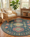 Coastal Terrace Collection Area Rug -  Dunes Round Navy Blue  lifestyle 43