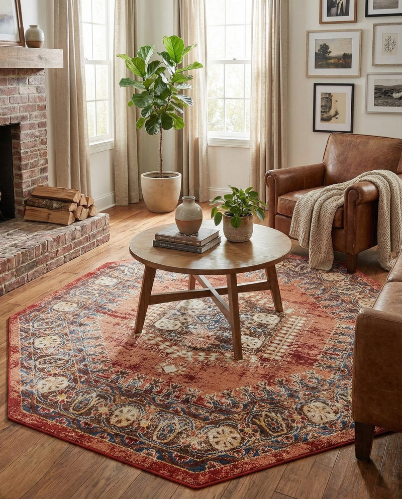 Eden Oasis Collection Area Rug -  Refuge (Terracotta) Octagon Terracotta  lifestyle 59