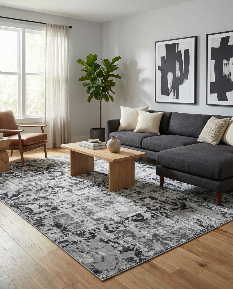 Geneva Terrace Collection Area Rug -  Morges Rectangle Gray  lifestyle 14