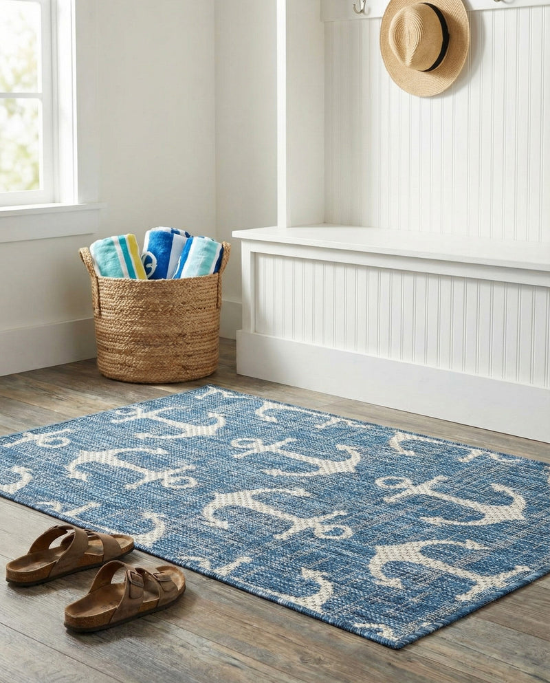 Seaside Haven Rugs Collection Area Rug - Sapphire (Blue) Rectangle Blue  lifestyle 19