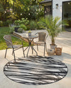 Urban Terrace Collection Area Rug -  Queens Round Black and White  lifestyle 72