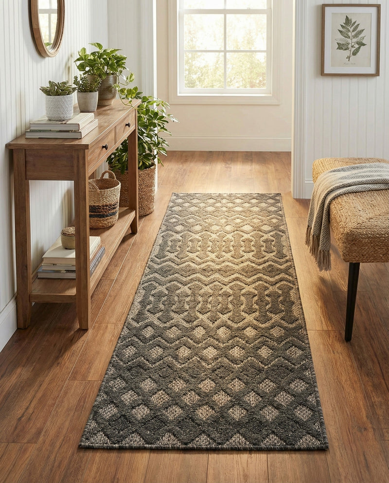 Garden Lattice Charm Collection Area Rug -  Pergola (Charcoal) Runner Charcoal  lifestyle 52