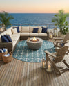 Seaside Haven Rugs Collection Area Rug - Sapphire (Teal) Round Teal  lifestyle 54