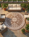 Tribal Terrace Treasures Collection Area Rug -  Incan Isle (Brown) Round Brown  lifestyle 80