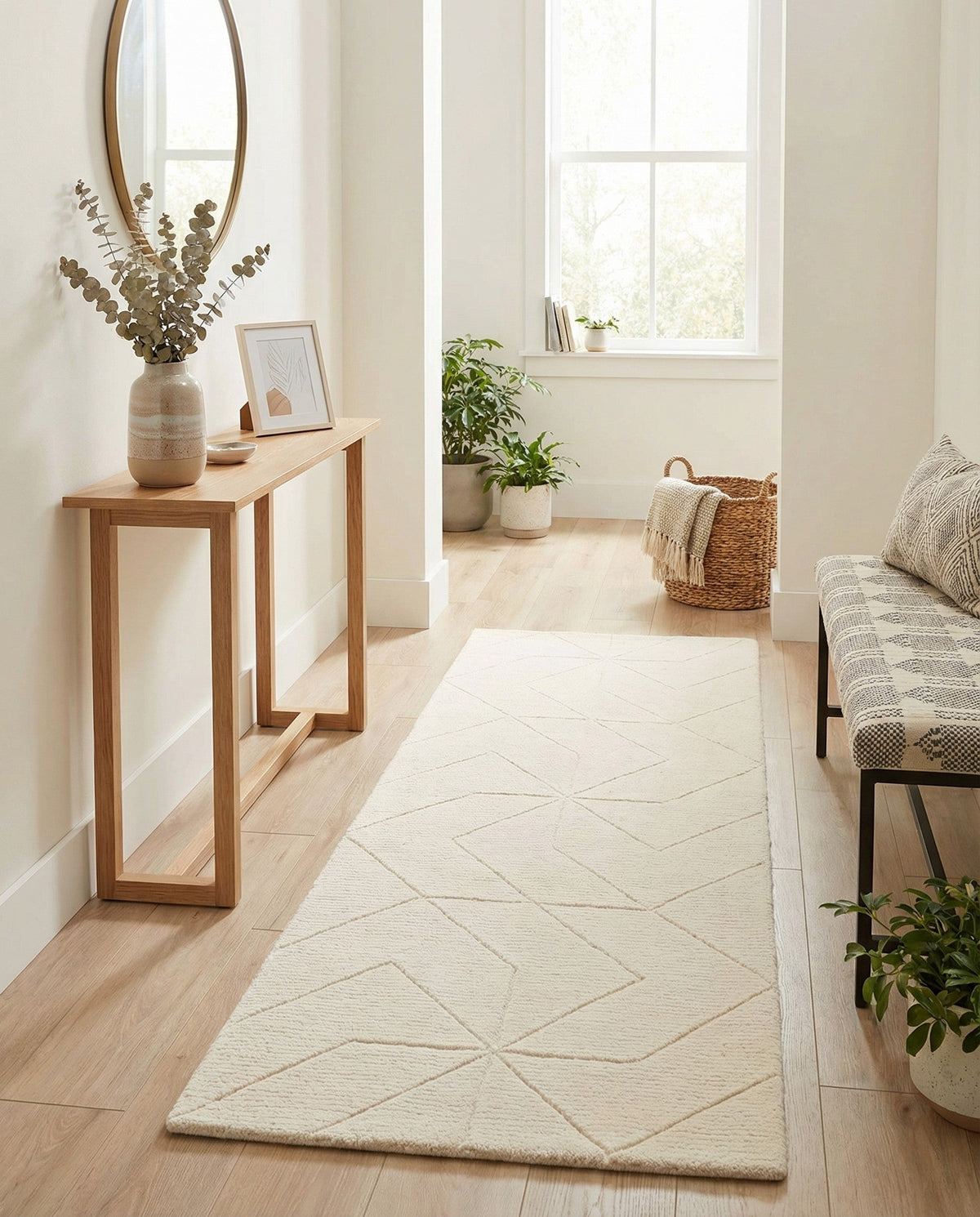 Nordic Loom Geometric Collection Area Rug - Oslo Runner Pearl Ivory  lifestyle 139