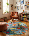 Colorburst Oasis Collection Area Rug -  Fresco Round Aqua  lifestyle 80