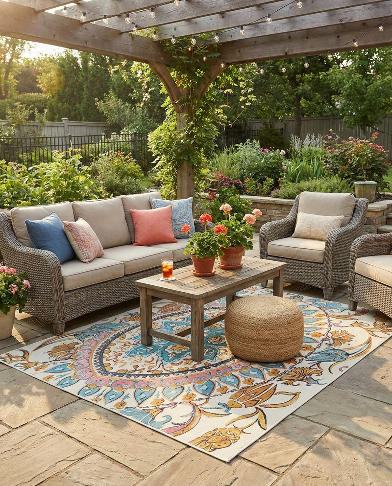 Patio Heritage Collection Area Rug - Tuscany Rectangle Multi  lifestyle 9