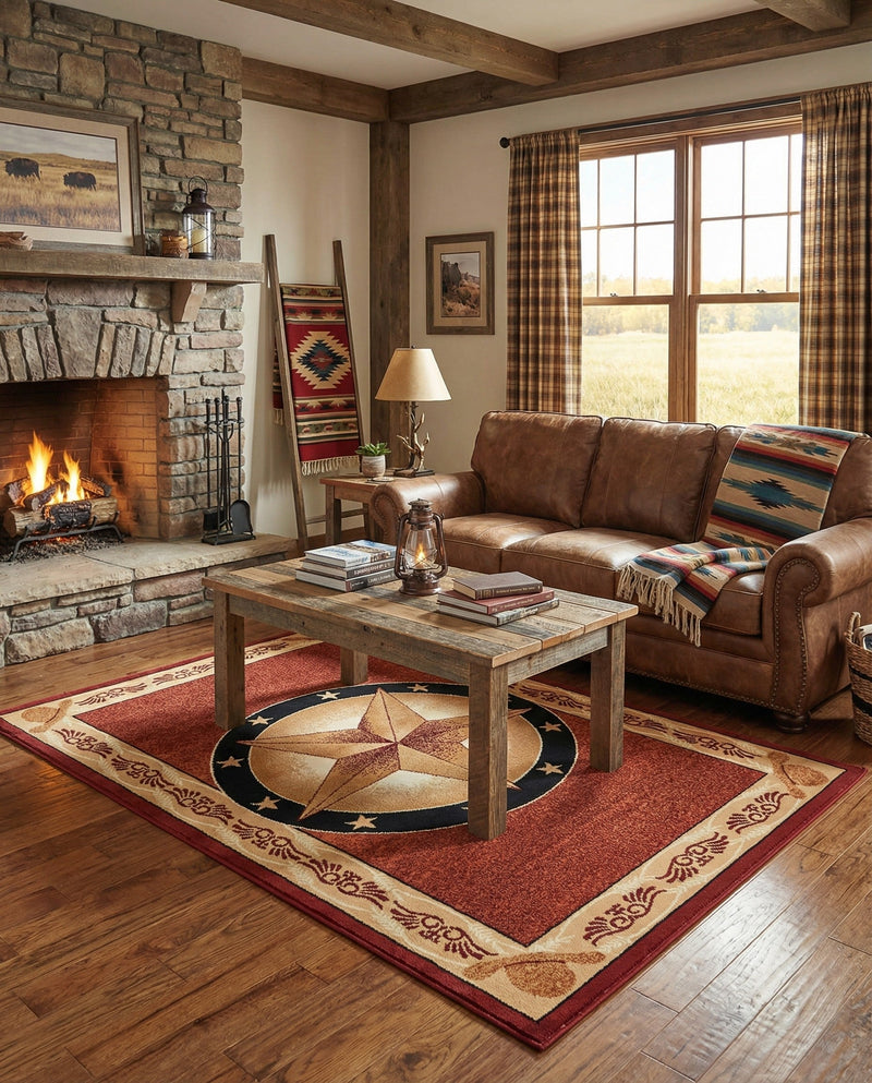 Frontier Trails Collection Area Rug - Redwood Rectangle Red  lifestyle 33
