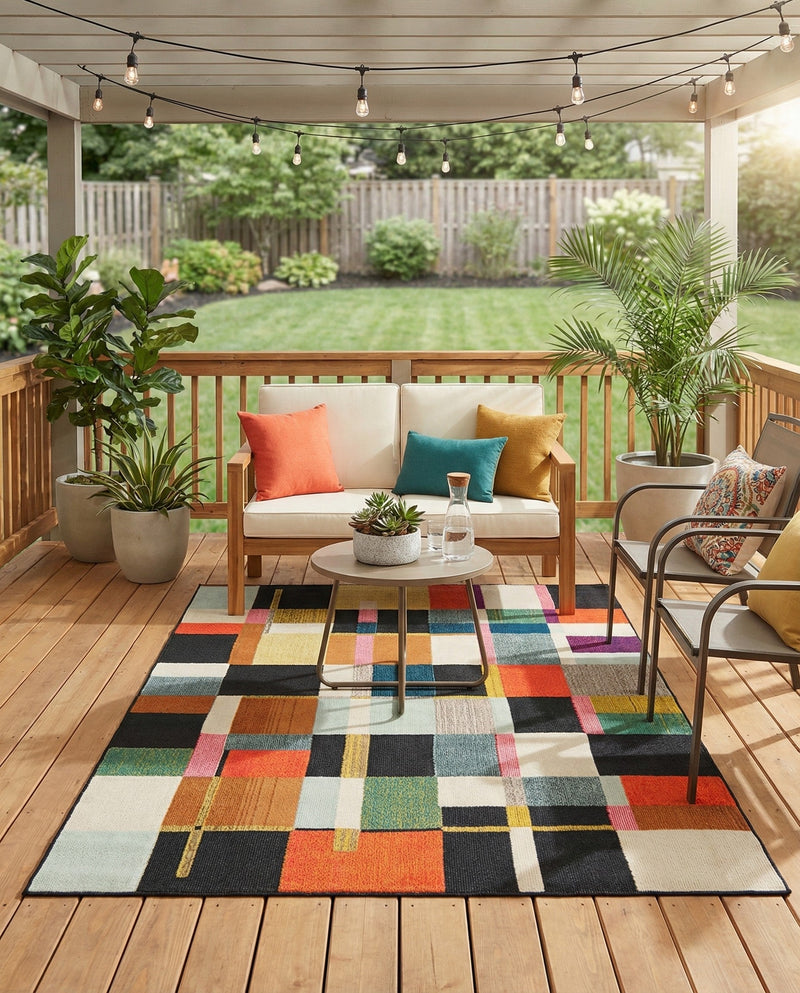 Outdoor Marrakesh Collection Area Rug -  Tangier Rectangle Multi  lifestyle 11