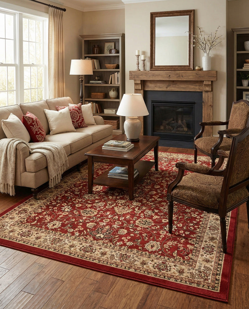 Isfahan Elegance Collection Area Rug - Naghsh-e Jahan (Burgundy) Rectangle Burgundy  lifestyle 31