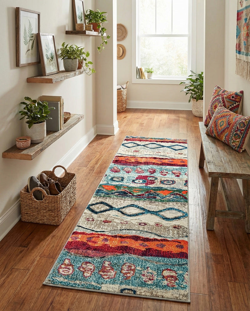 Colorburst Oasis Collection Area Rug -  Lagoon Runner Multi  lifestyle 75