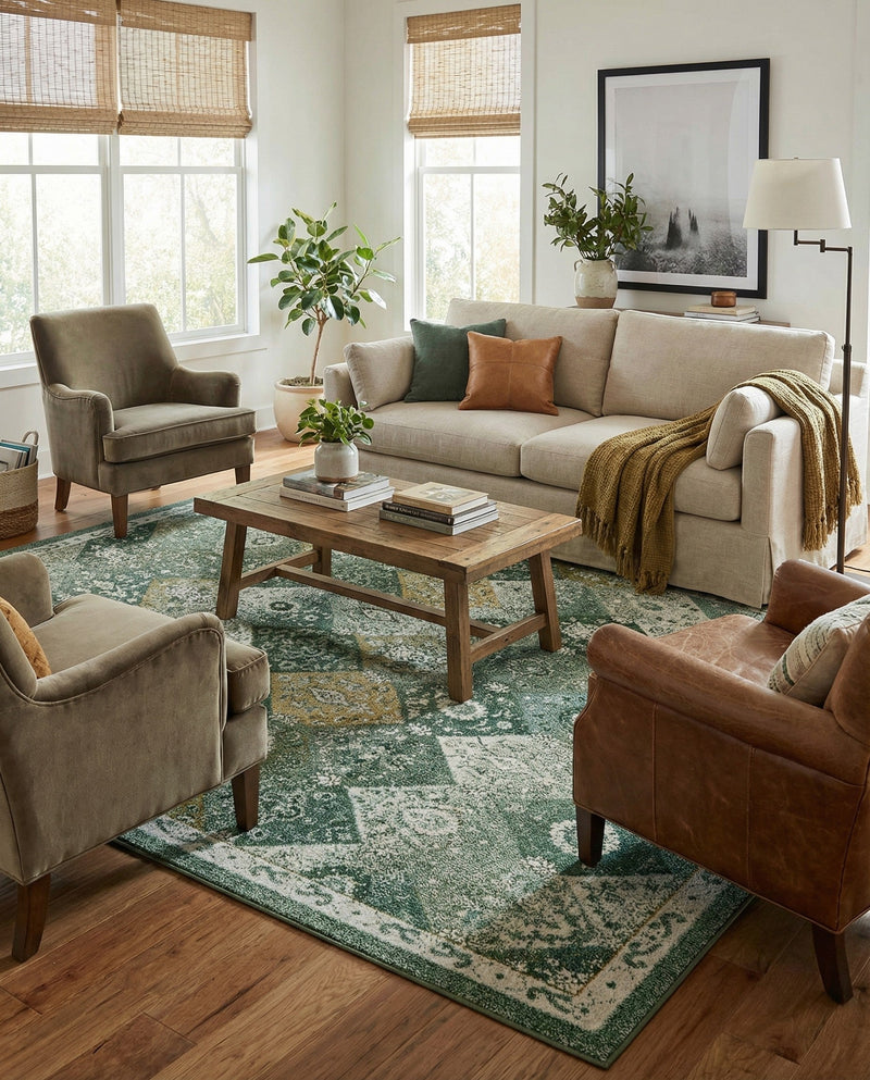Brighton Terrace Collection Area Rug -  Rottingdean (Green) Rectangle Green  lifestyle 29