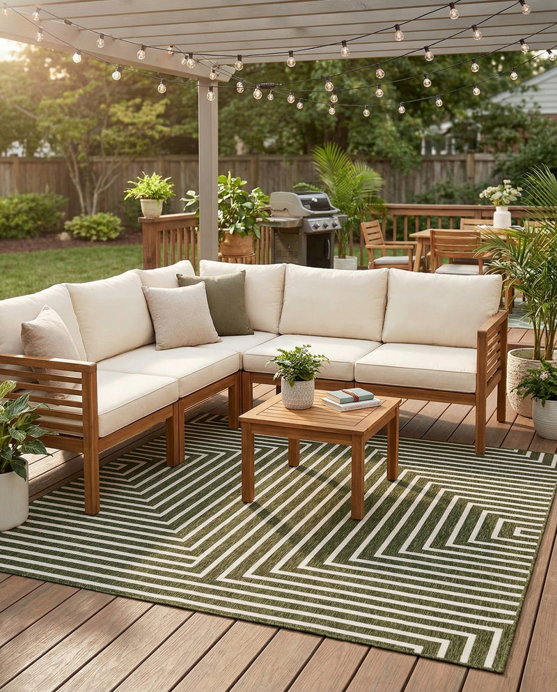 Urban Terrace Collection Area Rug -  Astoria (Green) Square Green  lifestyle 45