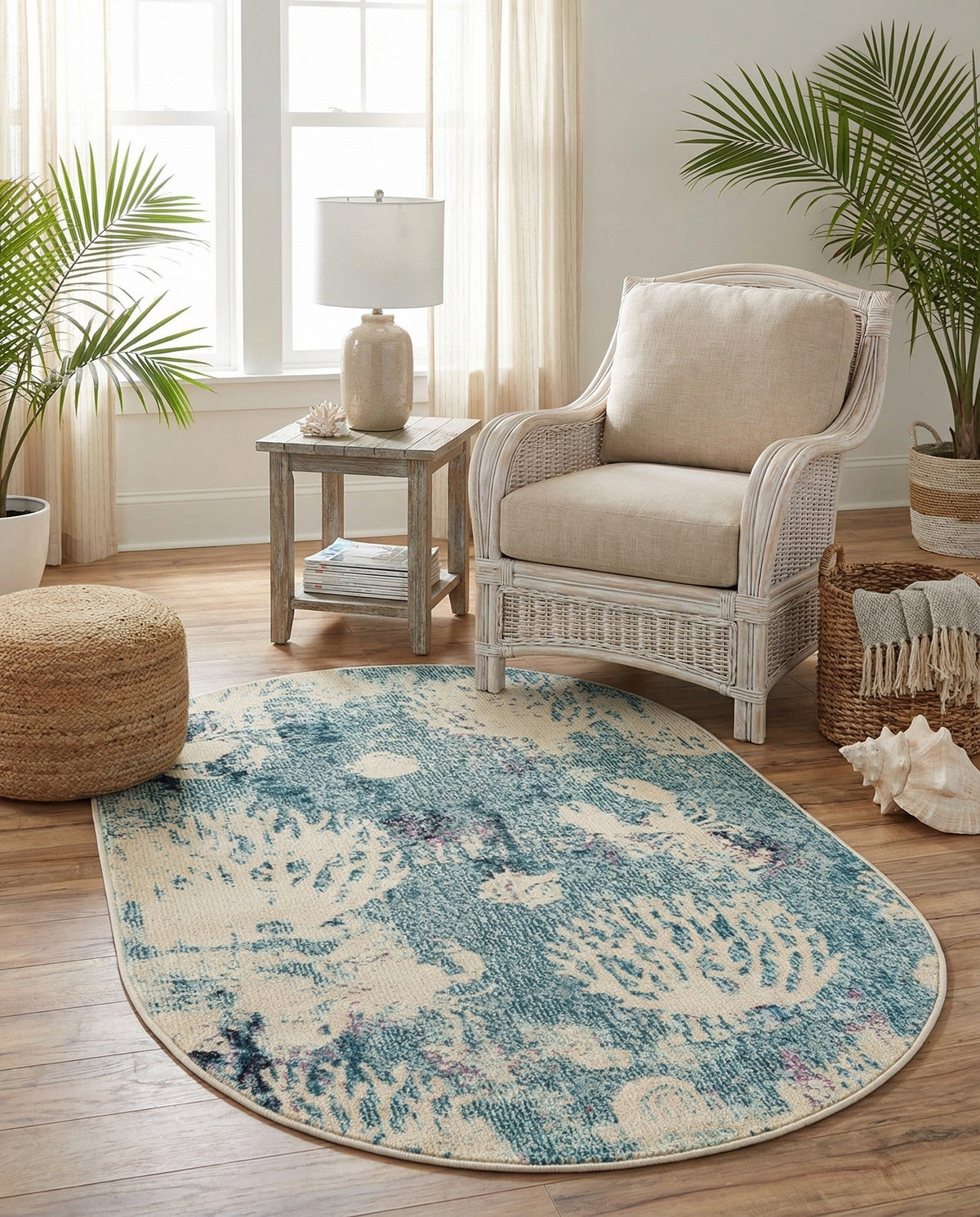 Sorrento Shores Collection Area Rug -  Vico Oval Light Blue  lifestyle 110