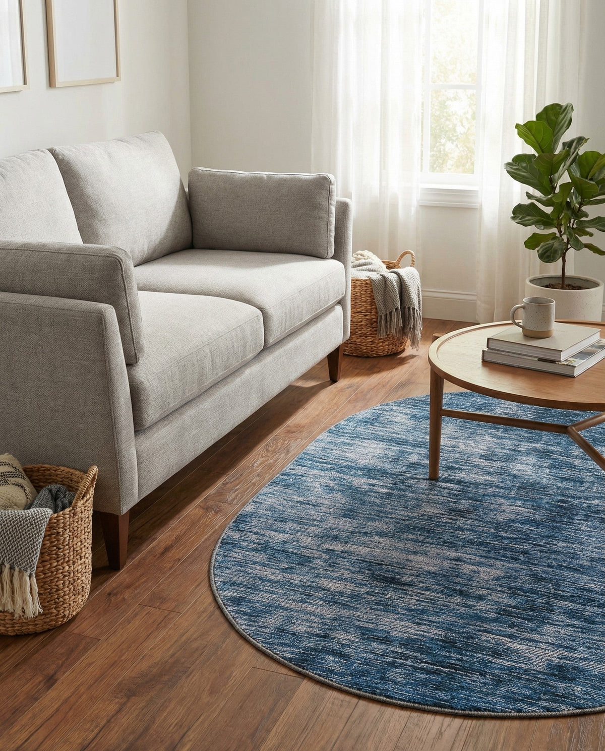 Sahara Essence Collection Area Rug - Oasis (Blue) Oval Blue  lifestyle 89