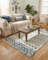 Mediterranean Lattice Collection Area Rug -  Casablanca (Ivory Gray Blue) Rectangle Ivory Gray Blue  lifestyle 8