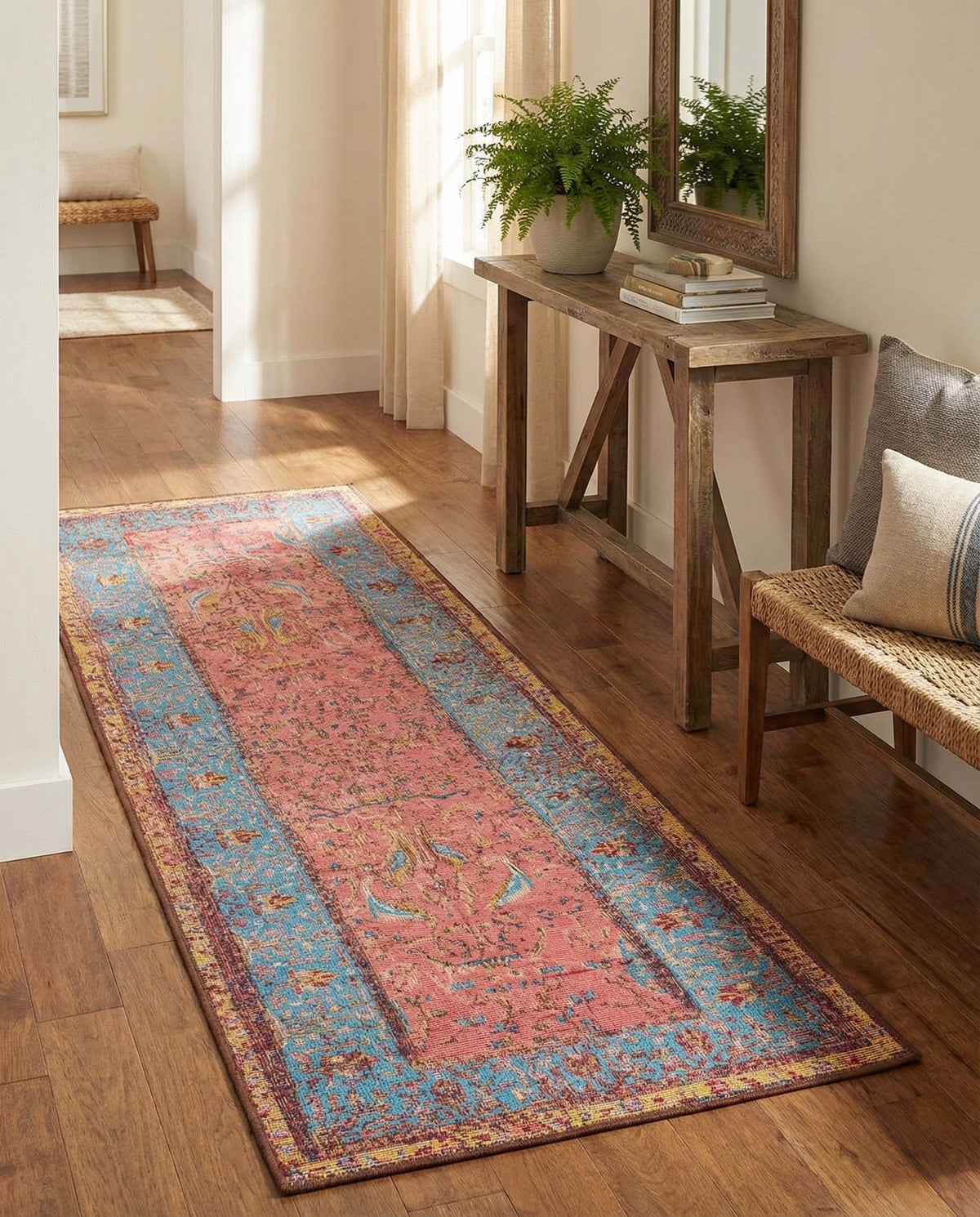 Patio Heritage Collection Area Rug -  Serenity Runner Vintage Salmon Coral  lifestyle 85