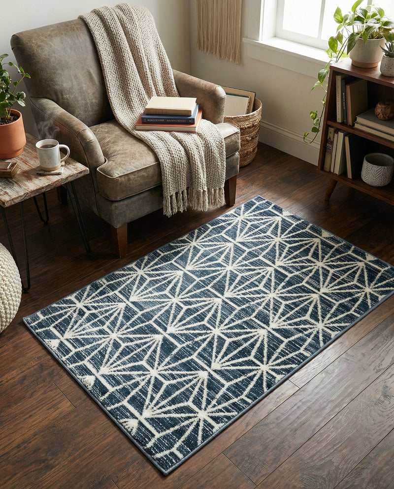 Metro Heights Collection Area Rug -  Hudson Rectangle Navy Blue  lifestyle 32