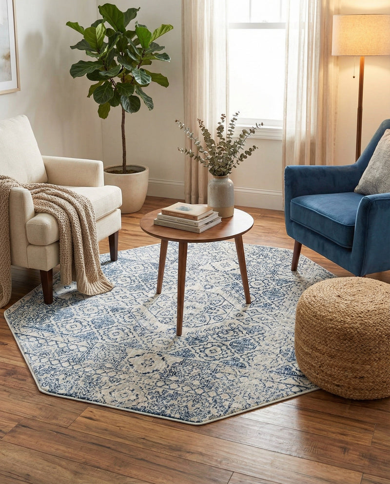 Coastal Haven Collection Area Rug -  Shoreline Octagon Gray  lifestyle 52