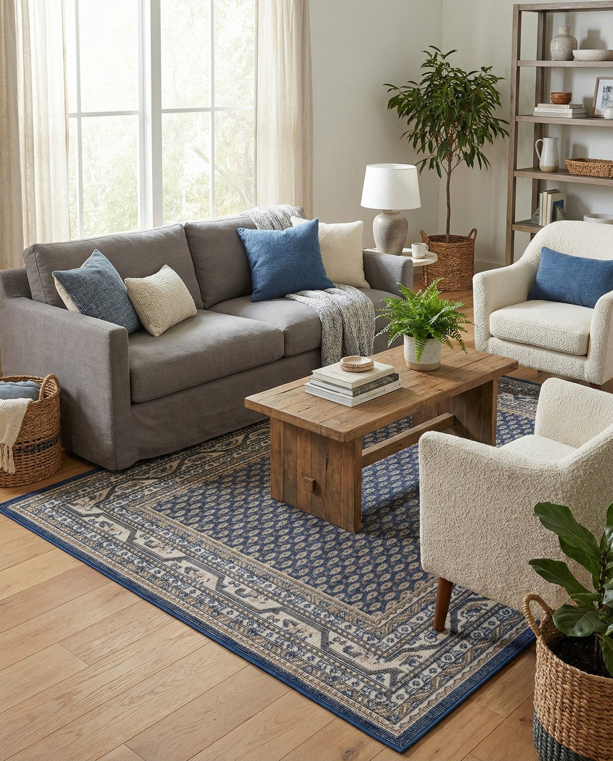 Soho Elegance Collection Area Rug -  Mercer (Blue) Rectangle Blue  lifestyle 16