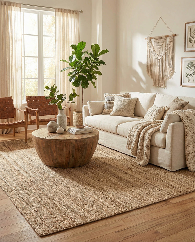 Woven Seaside Jute Collection Area Rug - Savannah (Natural) Rectangle Natural  lifestyle 21