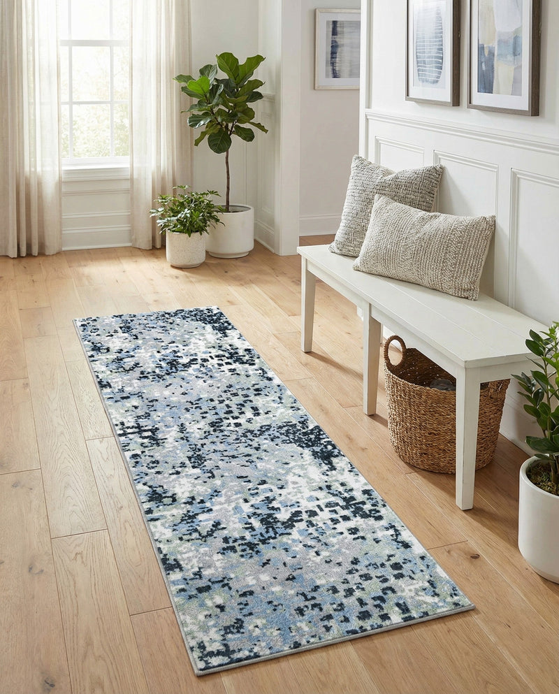 Aegean Elegance Washables Collection Area Rug -  Andros Runner Gray Navy Green  lifestyle 75