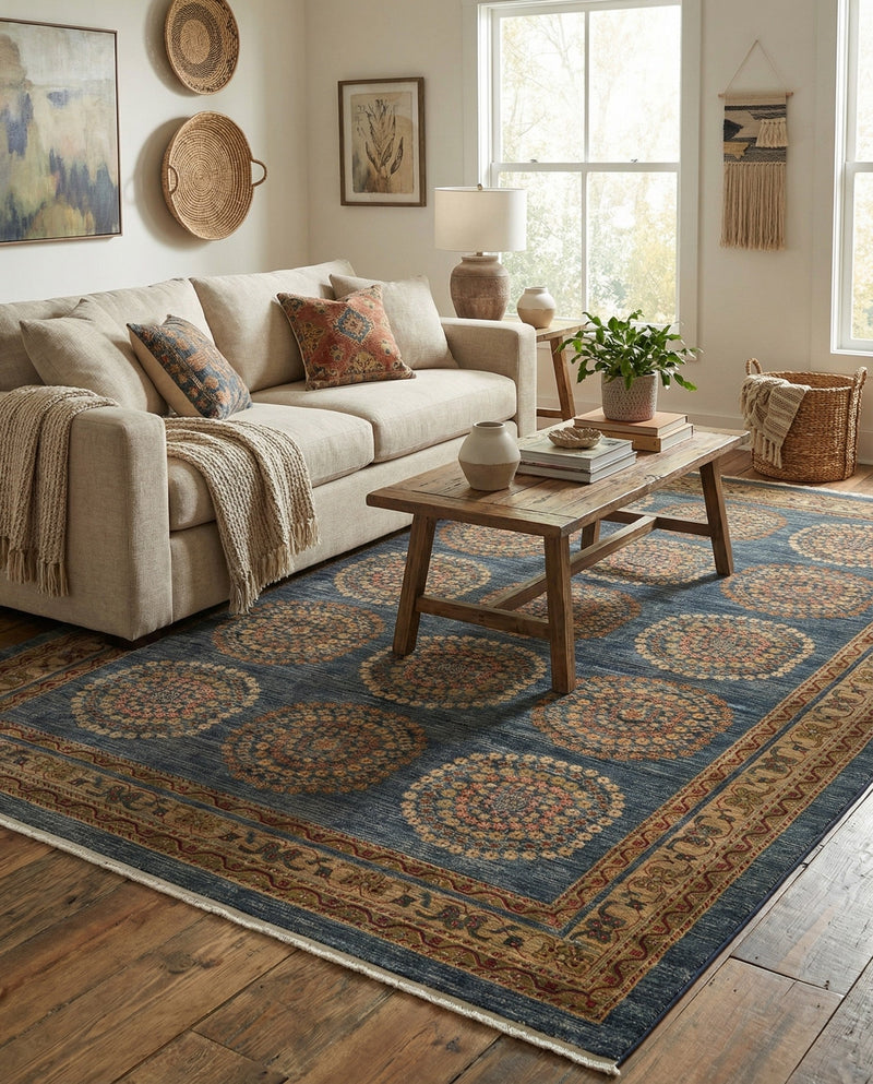 Zagros Oasis Collection Area Rug -  Gilan-e Gharb Rectangle Blue  lifestyle 7