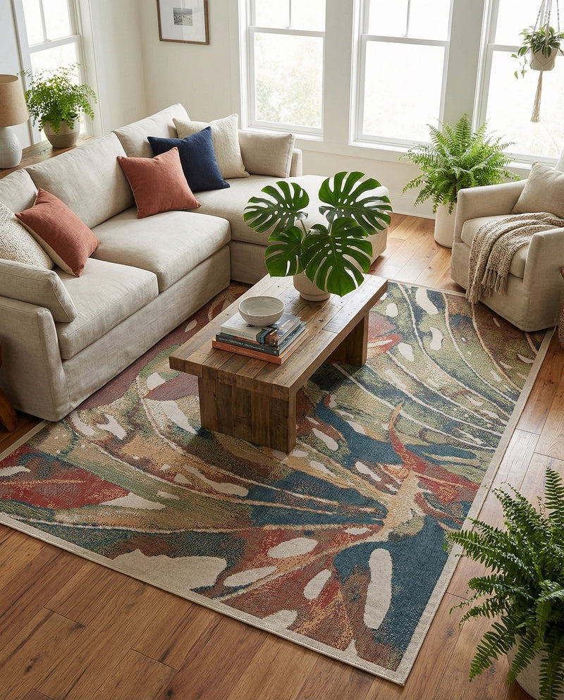 Coastal Terrace Collection Area Rug -  Wavecrest Rectangle Multi  lifestyle 6