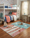 Wonder Tykes Collection Area Rug -  Zany Rectangle Red and Blue  lifestyle 7