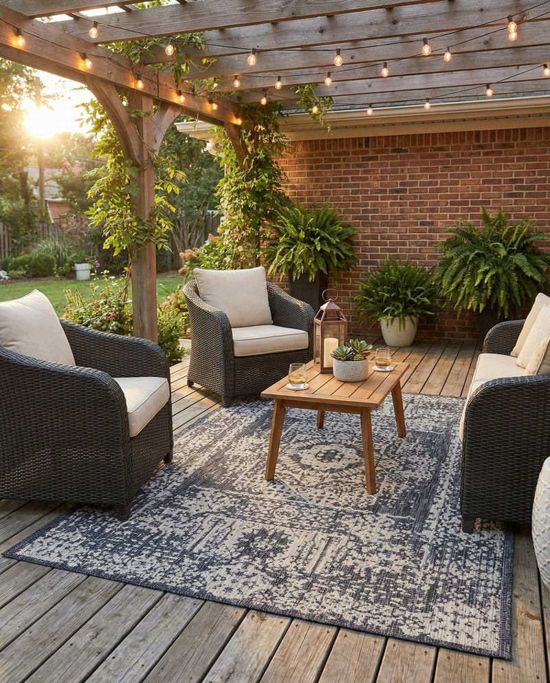 Patio Heritage Collection Area Rug - Savannah (Charcoal Gray) Rectangle Charcoal Gray  lifestyle 11