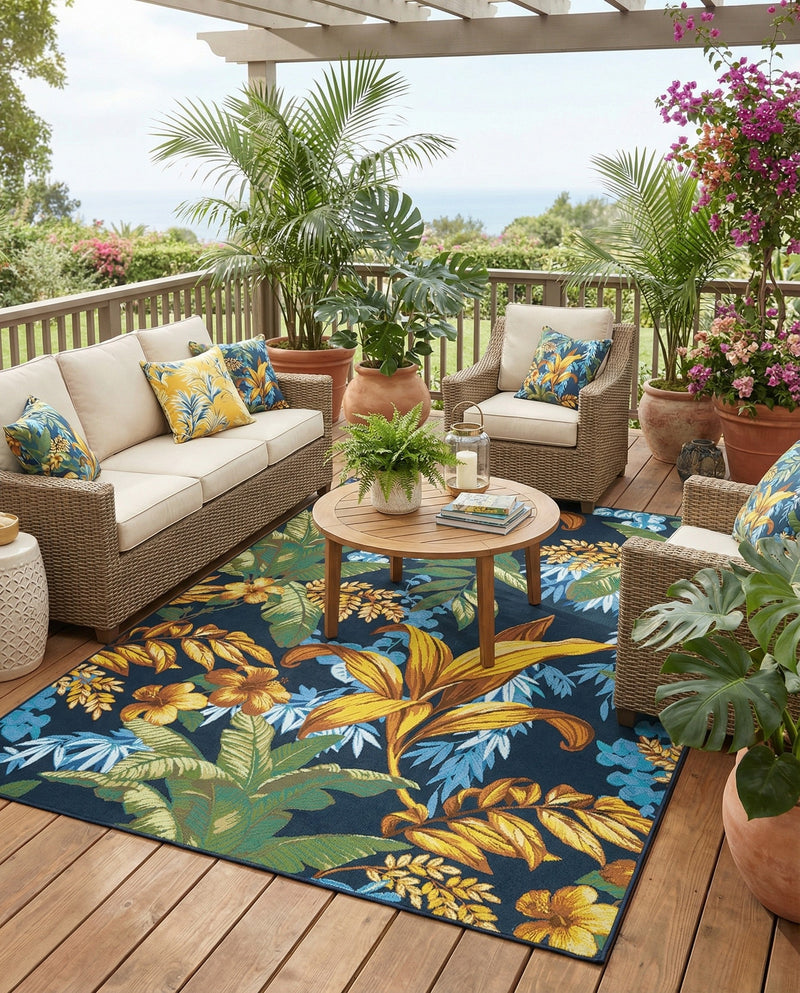 Seaside Blooms Collection Area Rug -  Grove Rectangle Multi  lifestyle 24