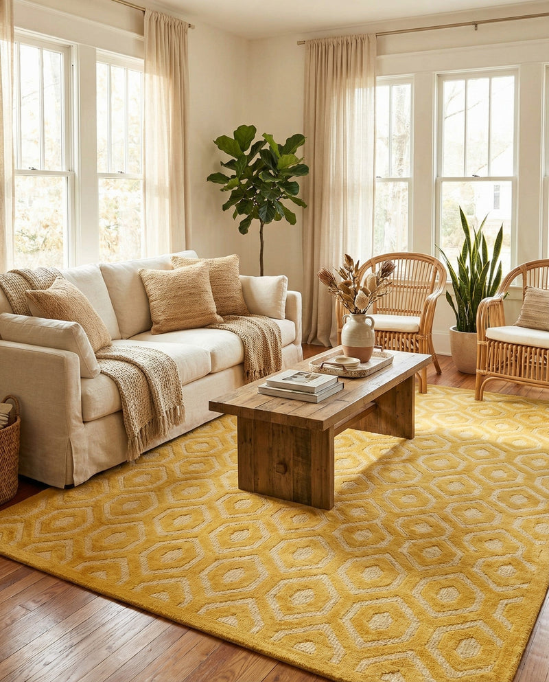 Garden Lattice Charm Collection Area Rug - Arbor (Yellow) Rectangle Yellow  lifestyle 5