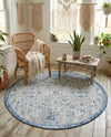 Tribal Terrace Treasures Collection Area Rug - Mayan Marina (Blue) Round Blue  lifestyle 78