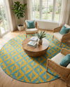 Urban Oasis Rugs Collection Area Rug -  Highrise (Yellow and Aqua) Round Yellow and Aqua  lifestyle 50