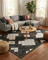 Urban Terrace Collection Area Rug -  Williamsburg Rectangle Black and White  lifestyle 14